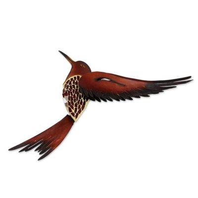 Alternate image for Unique Steel Bird Wall Art Ruby Breasted Hummingbird