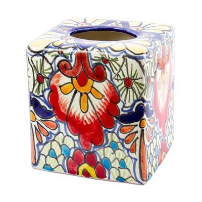 Alternate image for Talavera-Style Ceramic Tissue Box Cover Talavera Flowers
