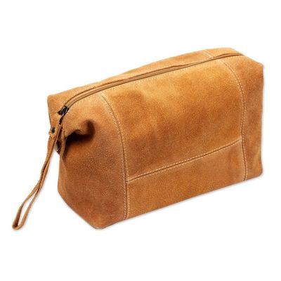 Alternate image for Spice Brown Travel or Cosmetic Bag with Zipper and Strap El Bajio