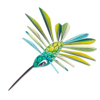 Alternate image for Hand-Painted Green Copal Wood Alebrije Bird Ornament Jungle Plumage