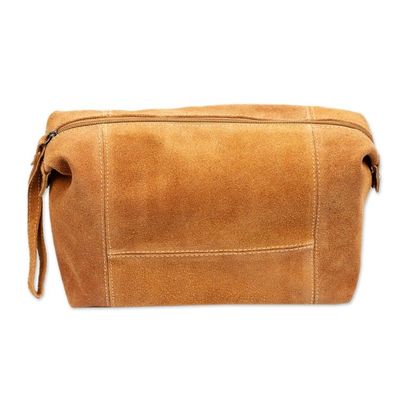 Alternate image for Spice Brown Travel or Cosmetic Bag with Zipper and Strap El Bajio