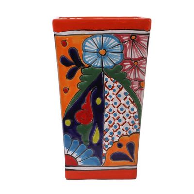 Alternate image for Hand-Painted Talavera Ceramic Vase Crafted in Mexico Talavera Symmetry