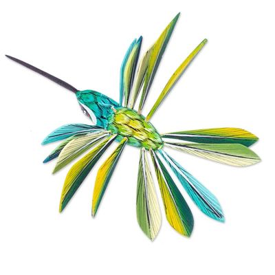 Alternate image for Hand-Painted Green Copal Wood Alebrije Bird Ornament Jungle Plumage