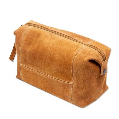 Alternate image for Spice Brown Travel or Cosmetic Bag with Zipper and Strap El Bajio