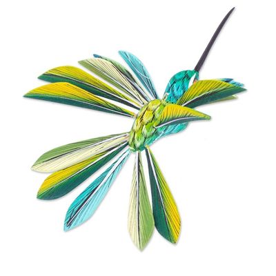 Alternate image for Hand-Painted Green Copal Wood Alebrije Bird Ornament Jungle Plumage