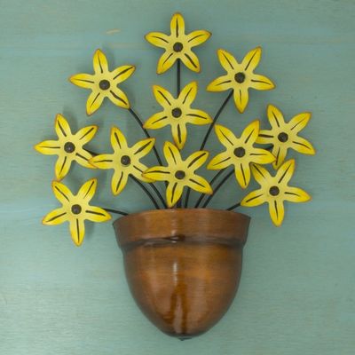 Alternate image for Yellow Flower Iron Wall Sculpture Crafted by Hand Black-Eyed Susan
