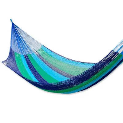Alternate image for Fair Trade Mexican Cotton Striped Mayan Hammock Double Ocean Dreams