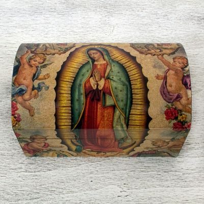 Alternate image for Handmade Catholic Decoupage Wood Chest Virgin of Guadalupe