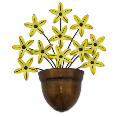 Alternate image for Yellow Flower Iron Wall Sculpture Crafted by Hand Black-Eyed Susan