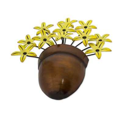 Alternate image for Yellow Flower Iron Wall Sculpture Crafted by Hand Black-Eyed Susan