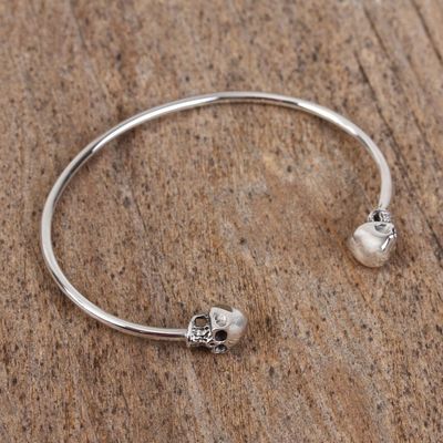 Alternate image for Sterling Silver Cuff Bracelet with Skulls from Mexico Skulls of Tradition