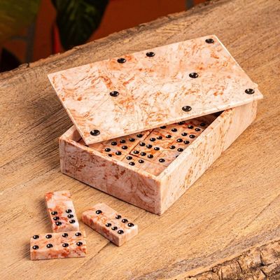 Alternate image for Light Rose Marble 28-Piece Domino Set Mexico Pink Domino