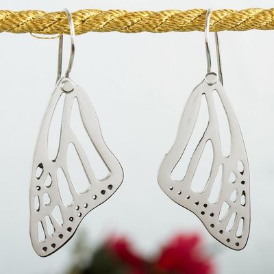 Alternate image for Sterling Silver Butterfly Wing Dangle Earrings from Mexico Lovely Wings