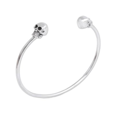 Alternate image for Sterling Silver Cuff Bracelet with Skulls from Mexico Skulls of Tradition