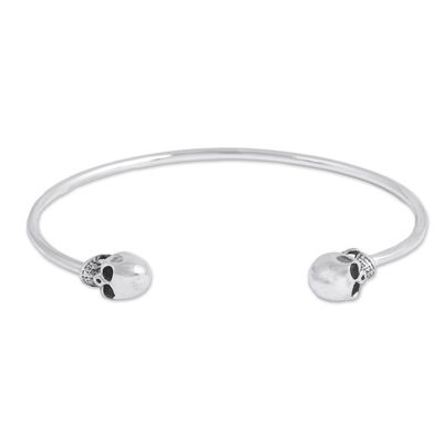 Alternate image for Sterling Silver Cuff Bracelet with Skulls from Mexico Skulls of Tradition