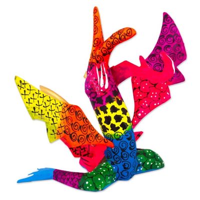 Alternate image for Colorful Hand Carved and Painted Dragon Alebrije Figurine Acrobatic Dragon