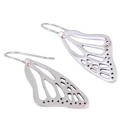 Alternate image for Sterling Silver Butterfly Wing Dangle Earrings from Mexico Lovely Wings