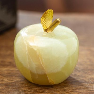 Alternate image for Onyx and Brass Apple Sculpture from Mexico Eris Apple