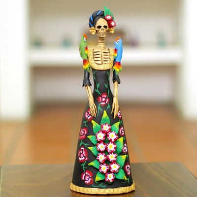 Alternate image for Handmade Ceramic Day of the Dead Statuette La Catrina Regina