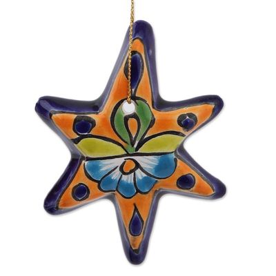 Alternate image for Talavera Ceramic Star Ornaments Crafted in Mexico Set of 4 Talavera Stars