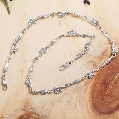 Alternate image for Artisan Crafted Sterling Silver Floral Chain Necklace Petite Floral Garland