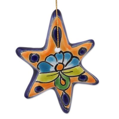 Alternate image for Talavera Ceramic Star Ornaments Crafted in Mexico Set of 4 Talavera Stars