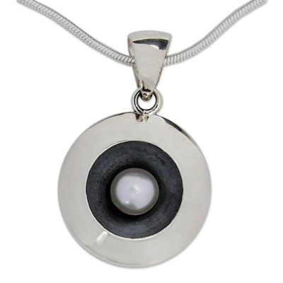 Alternate image for Taxco Silver Necklace with Cultured Pearl Moon Intrigue
