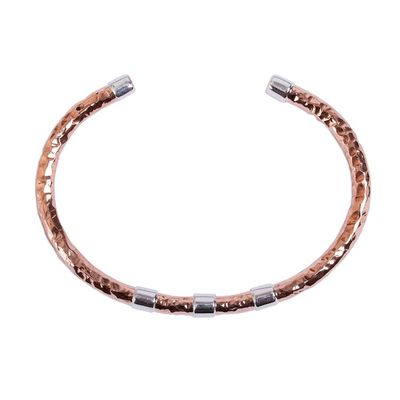 Alternate image for Taxco Sterling Silver and Hammered Copper Cuff Bracelet Modern Strength