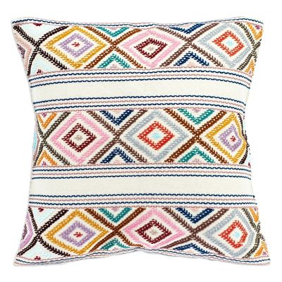 Alternate image for Hand Loomed Cotton Cushion Cover with Geometric Pattern Festive Autumn