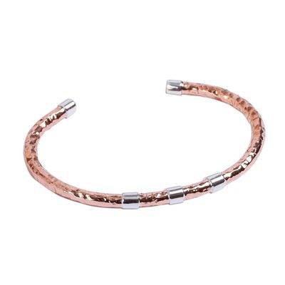 Alternate image for Taxco Sterling Silver and Hammered Copper Cuff Bracelet Modern Strength