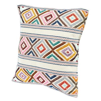Alternate image for Hand Loomed Cotton Cushion Cover with Geometric Pattern Festive Autumn