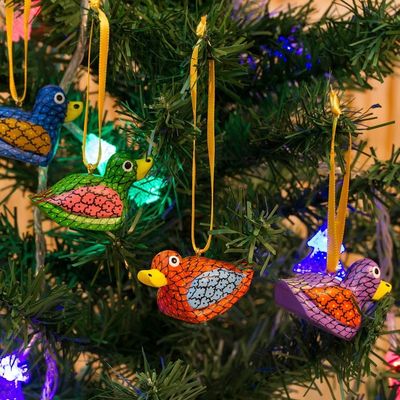 Alternate image for Painted Wood Alebrije Duck Ornaments Set of 5 from Mexico Sweet Ducks