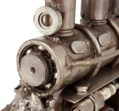 Alternate image for Unique Recycled Metal Rustic Train Sculpture 11 Inch Rustic Locomotive