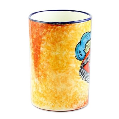 Alternate image for Ceramic Catrina Vase Hand Painted in Mexico Brilliant Catrina