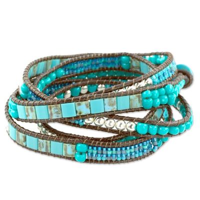 Alternate image for Soothing Teal Wrap Bracelet Crafted by Artisan Group Soothing Teal