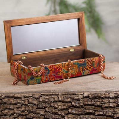 Alternate image for Huichol Theme Decoupage Jewelry Box with Mirror Huichol Fiesta