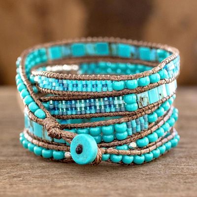 Alternate image for Soothing Teal Wrap Bracelet Crafted by Artisan Group Soothing Teal