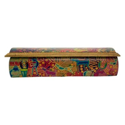 Alternate image for Huichol Theme Decoupage Jewelry Box with Mirror Huichol Fiesta