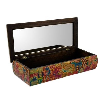 Alternate image for Huichol Theme Decoupage Jewelry Box with Mirror Huichol Fiesta