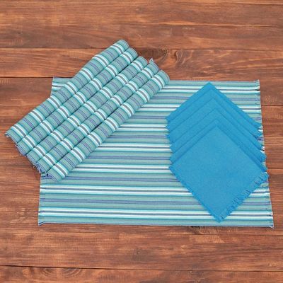 Alternate image for Blue Table Linen Set Set for 6 Tecpan Tradition