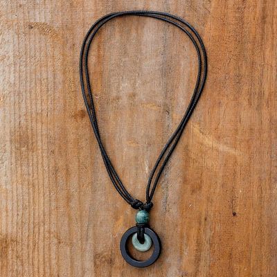 Alternate image for Circular Natural Jade Pendant Necklace from Guatemala Ring of Peace