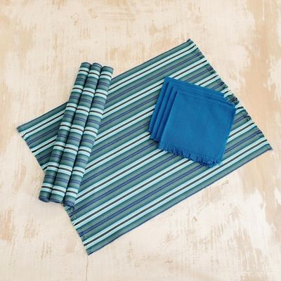 Alternate image for Handwoven Guatemalan Cotton Placemats Napkins set for 4 Sandy Shore