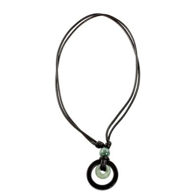 Alternate image for Circular Natural Jade Pendant Necklace from Guatemala Ring of Peace