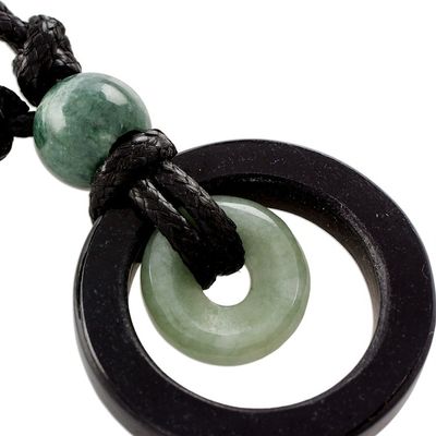 Alternate image for Circular Natural Jade Pendant Necklace from Guatemala Ring of Peace