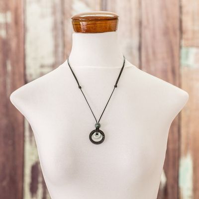 Alternate image for Circular Natural Jade Pendant Necklace from Guatemala Ring of Peace