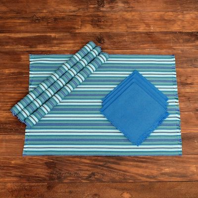 Alternate image for Handwoven Guatemalan Cotton Placemats Napkins set for 4 Sandy Shore
