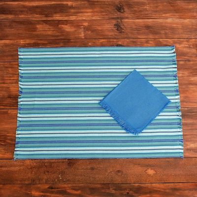 Alternate image for Handwoven Guatemalan Cotton Placemats Napkins set for 4 Sandy Shore