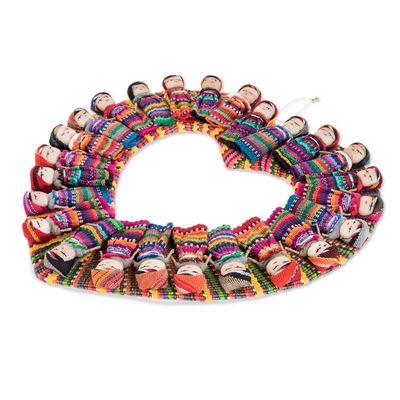 Alternate image for Heart-Shaped Cotton Worry Doll Wreath from Guatemala Quitapena Love