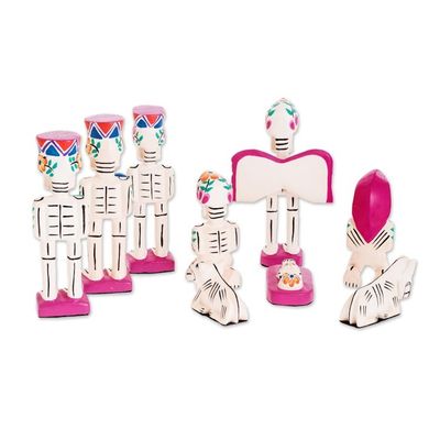 Alternate image for Rustic Style Pinewood Hand Crafted Nativity Scene Set of 9 Holy Skeletal Night