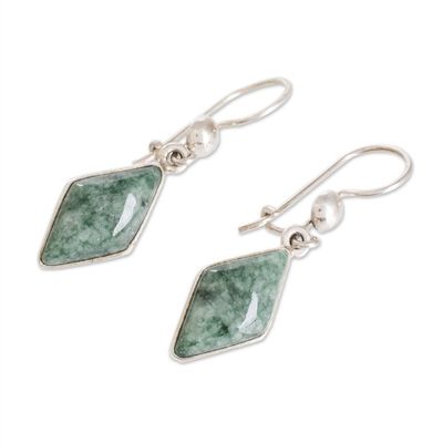 Alternate image for Guatemalan Green Jade Diamond Shape Earrings Verdant Diamond